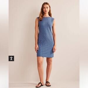 BODEN Sleeveless Jersey Shift Dress Aegean Blue Tulip Blush 100% cotton summer 6